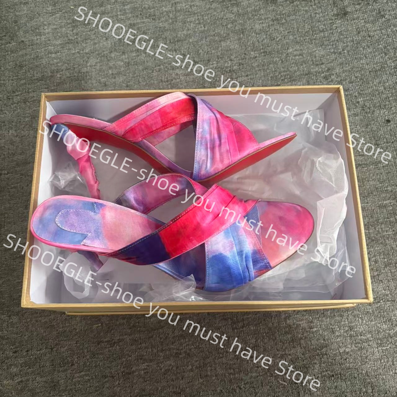 Women's Pink-Blue Tie-Dye Sati - đánh giá và giá Slip Dress Satin