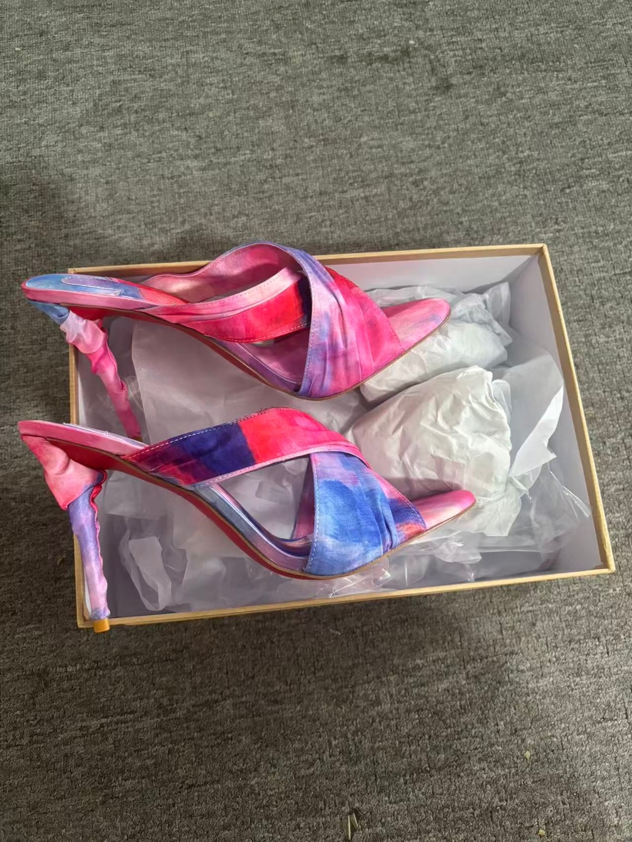 Women's Pink-Blue Tie-Dye Sati - đánh giá và giá Slip Dress Satin