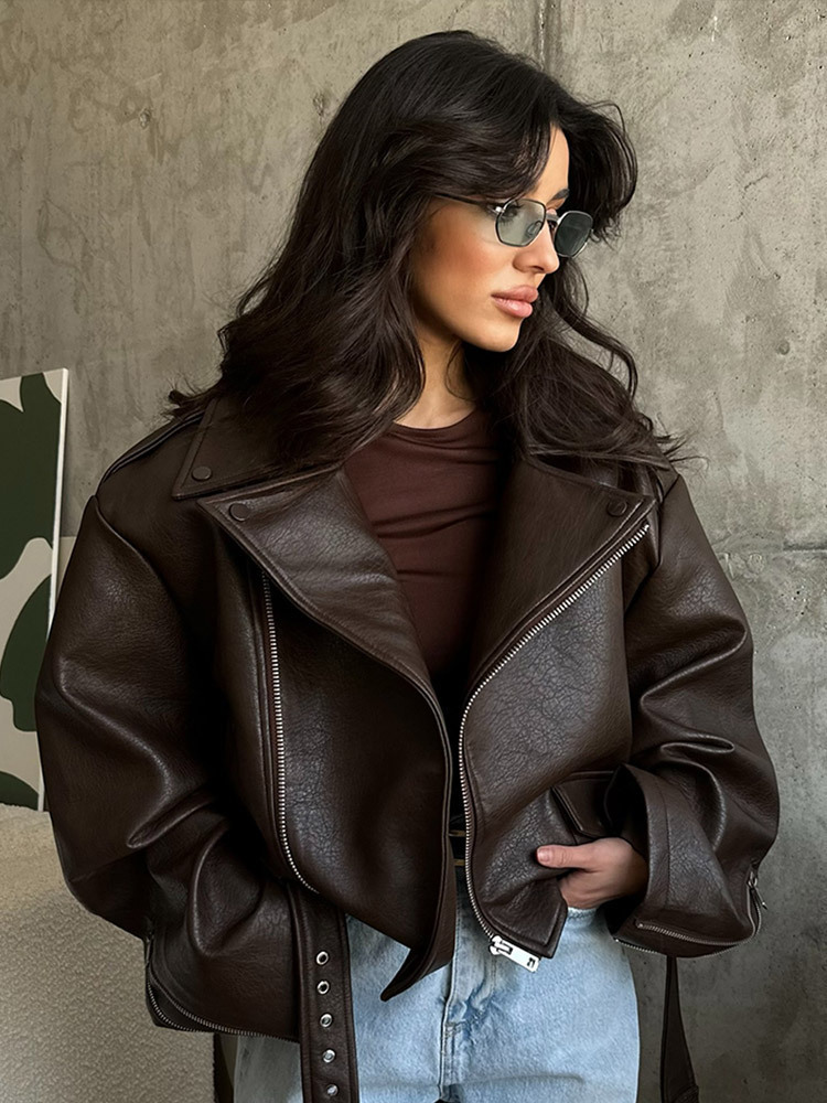 With Belt Leather Jacket Coat  - đánh giá và giá Corset Waist Cinch