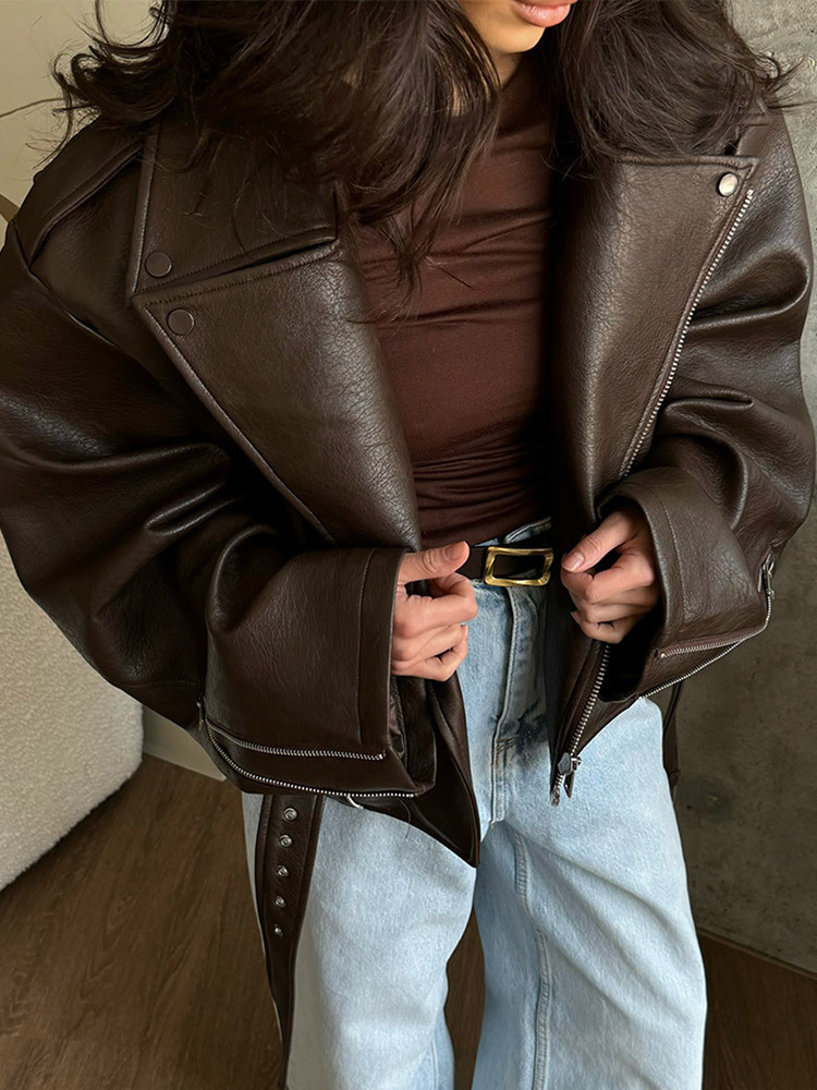 With Belt Leather Jacket Coat  - đánh giá và giá Corset Waist Cinch