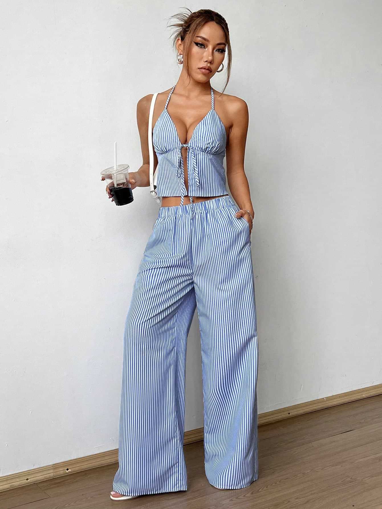 Striped Lace Up Camisole Colla - đánh giá và giá Cami Top Lace