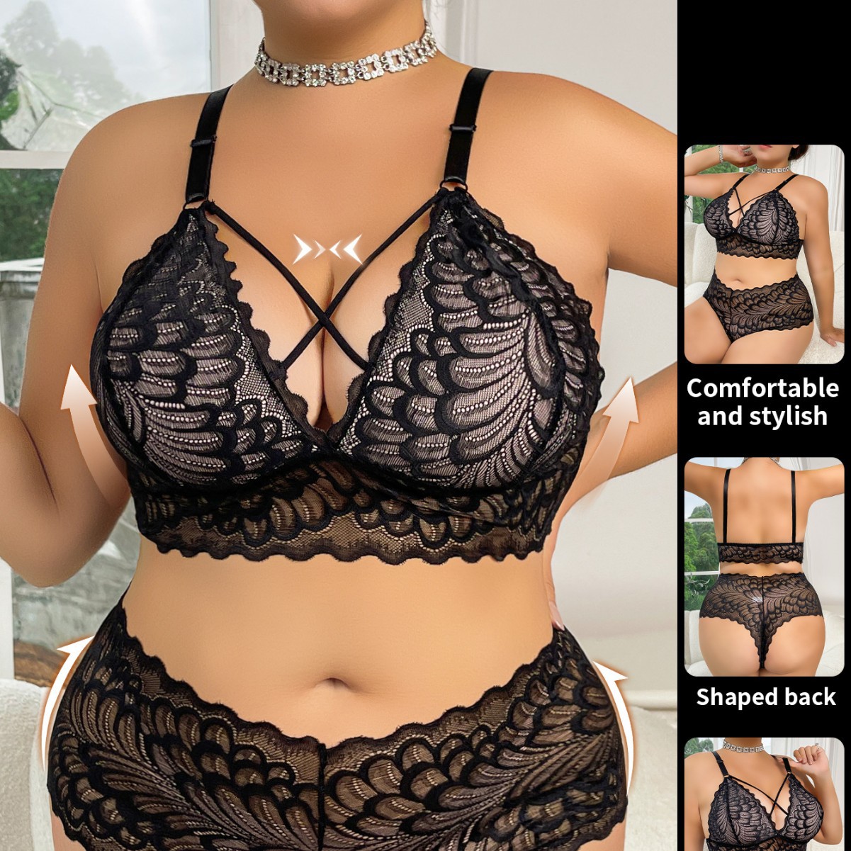 Plus Size Lingerie Set Wire-Fr - đánh giá và giá Seamless Underwear Women