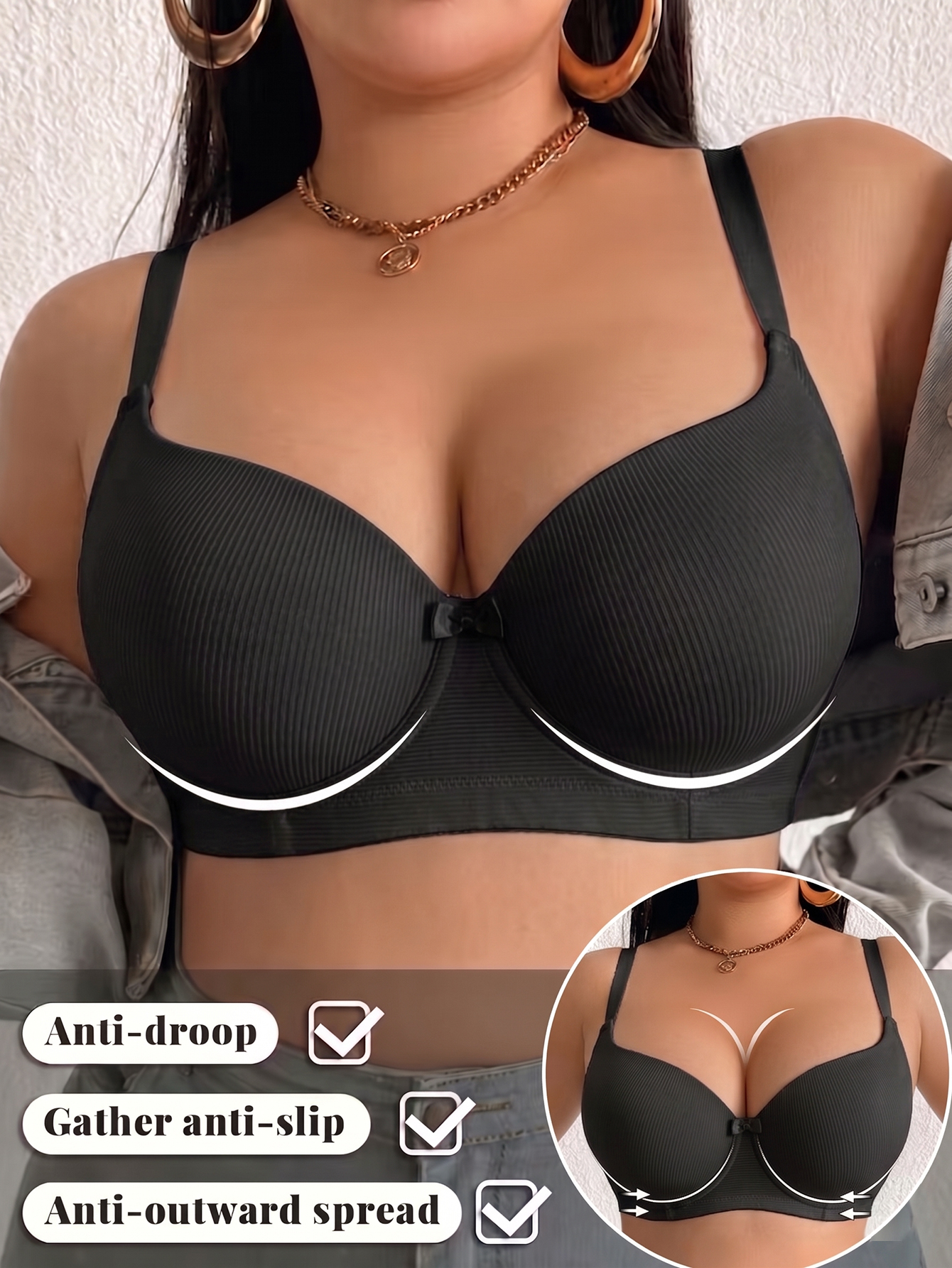 Plus Size Ribbed Women Bra Thi - đánh giá và giá Push Up Bra Padded