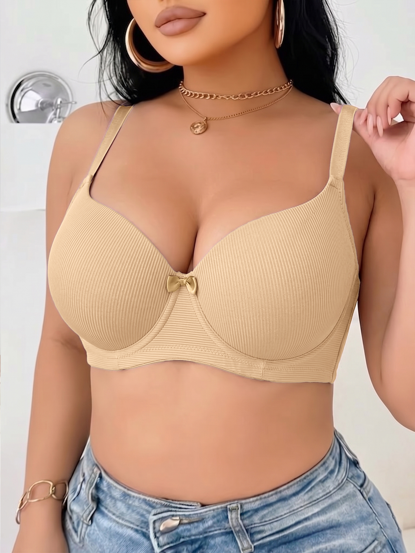 Plus Size Ribbed Women Bra Thi - đánh giá và giá Push Up Bra Padded