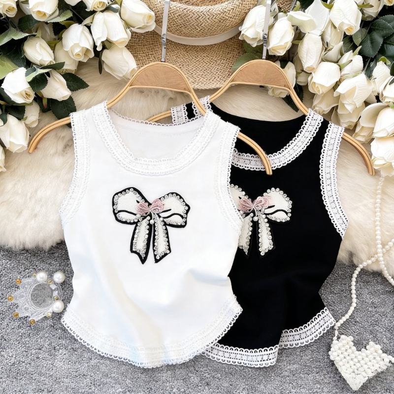 White Lace Trim Rhinestone Bow - đánh giá và giá Cami Top Lace
