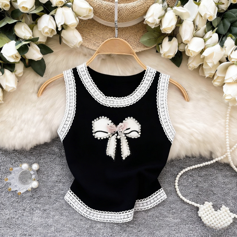 White Lace Trim Rhinestone Bow - đánh giá và giá Cami Top Lace